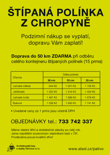 Prodej palivového štípaného dříví Písečná