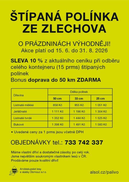 štípaná polínka Chropyně a Zlechov, štípané palivové dříví
